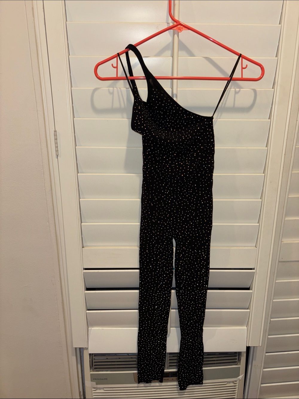 Zara Black One-Shoulder Polka Dot Jumpsuit